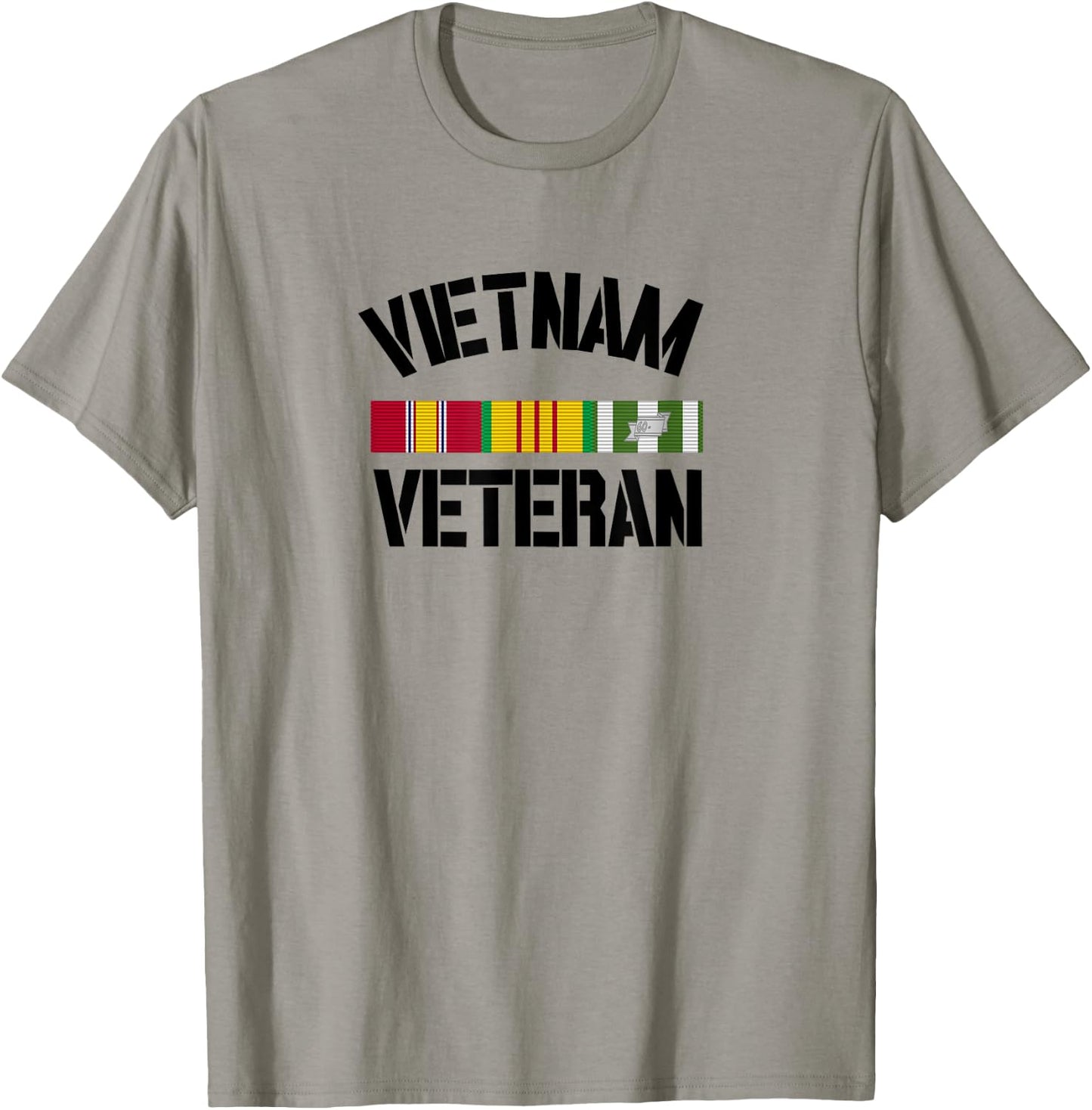 Patriotic American Creations by Revinct Designs Vietnam Veteran Pride Service Ribbon - Men's Grey Classic Fit Short Sleeve - Size Small T-Shirt - T-Shirt | Sand