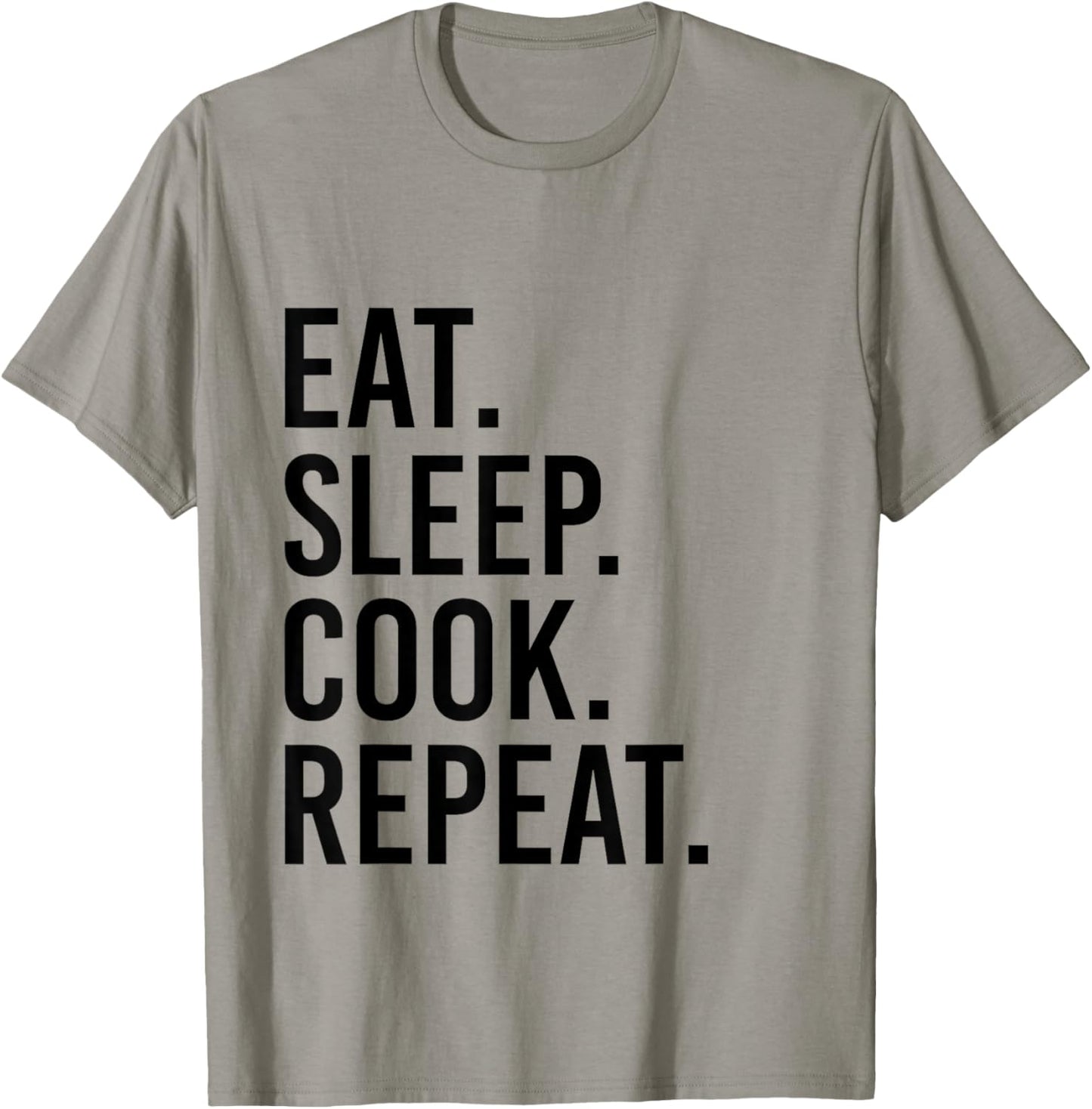Eat Sleep Cook Repeat Funny Cooking Chef Food Vintage Retro T-Shirt - T-Shirt | Sand