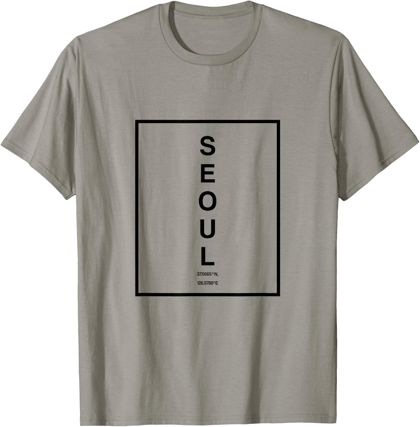 Seoul City South Korea Coordinates Minimalist T-Shirt - T-Shirt | Sand