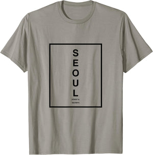 Seoul City South Korea Coordinates Minimalist T-Shirt - T-Shirt | Sand