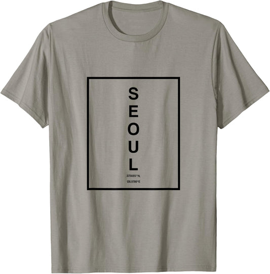 Seoul City South Korea Coordinates Minimalist T-Shirt - T-Shirt | Sand