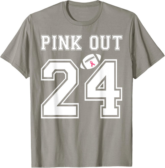 Pink Out 2024 Football Team Breast Cancer Awareness Month T-Shirt - T-Shirt | Sand