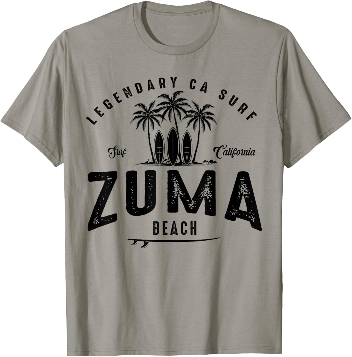 THREE VINTAGE SURFBOARDS AND PALMS - Zuma Beach T-Shirt - T-Shirt | Sand