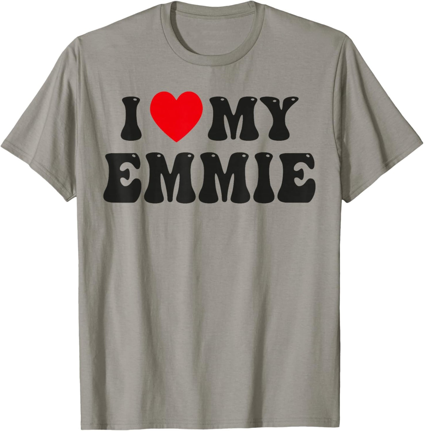 I Love My Emmie Funny Valentine Red Heart Love Women Emmie T-Shirt - T-Shirt | Sand