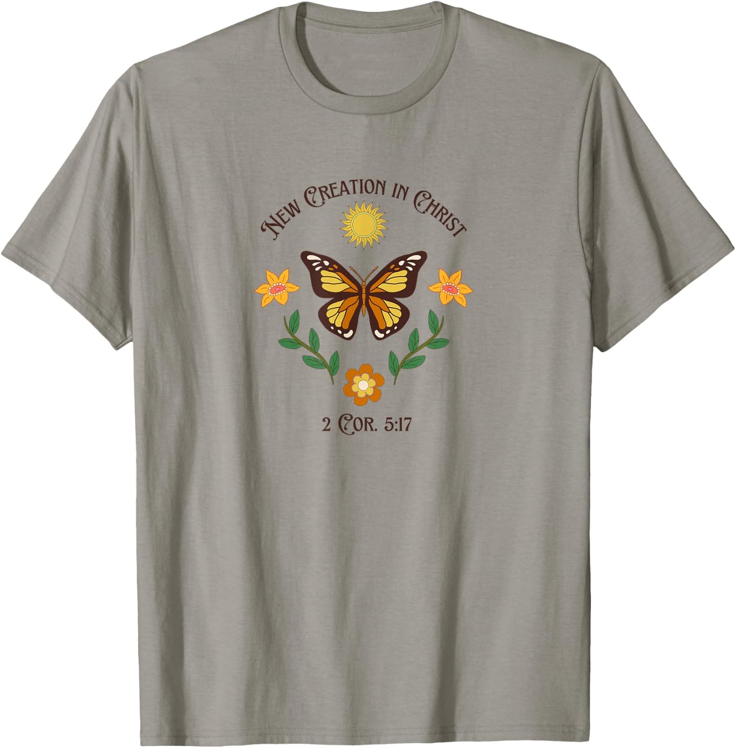 New Creation In Christ Butterfly T-Shirt - T-Shirt | Sand