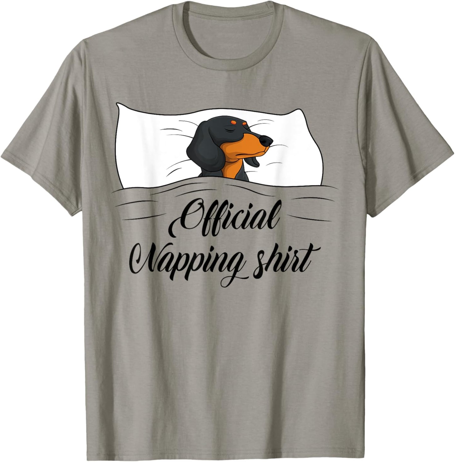 Sleeping Dachshund Pyjamas Dog Lover Gift Official Napping T-Shirt - T-Shirt | Sand