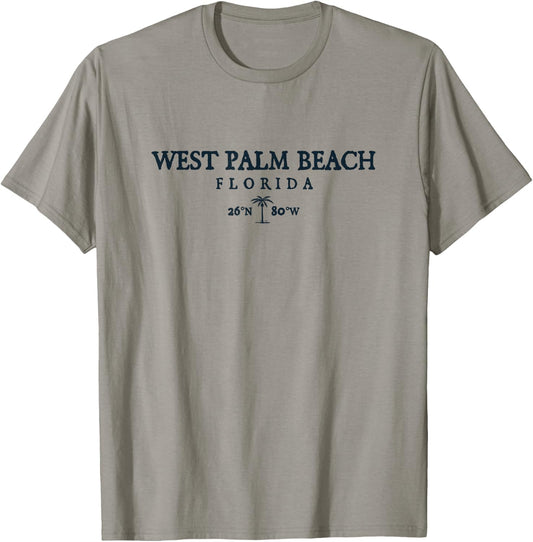 West Palm Beach Palm Tree Surf Beach Gift T-Shirt - T-Shirt | Sand
