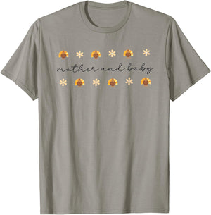Mother Baby Nurse Thanksgiving Turkey Fall Postpartum Nurse T-Shirt - T-Shirt | Sand