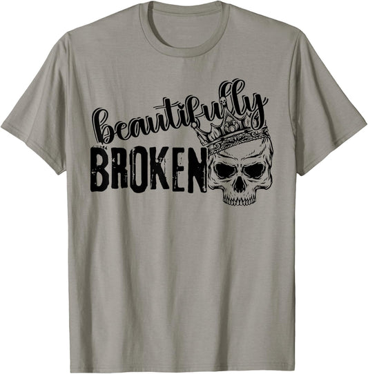 Beautifully Broken Skull T-Shirt - T-Shirt | Sand