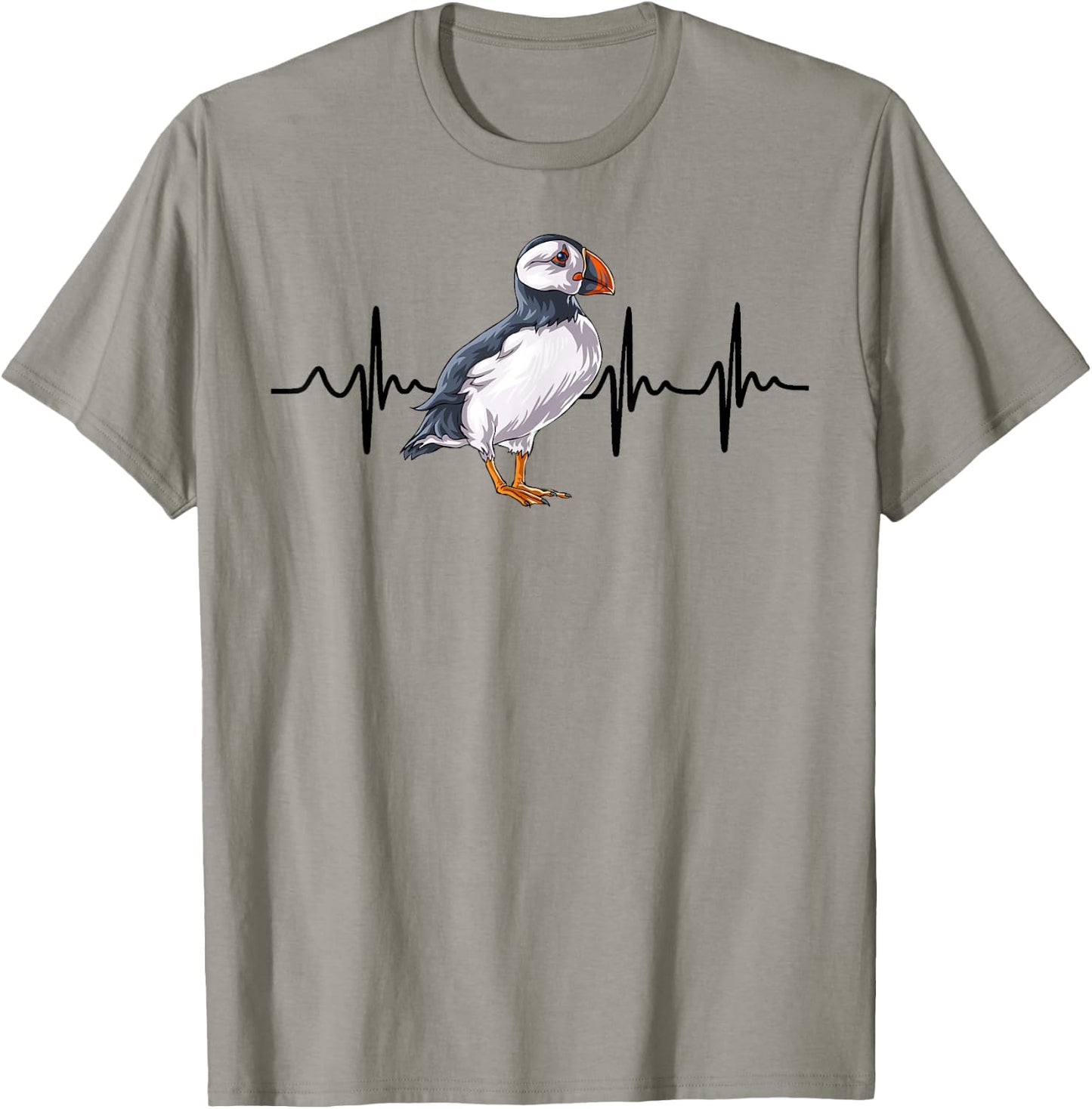 Heartbeat Puffin Bird Funny Animal Lover Gifts T-Shirt - T-Shirt | Sand