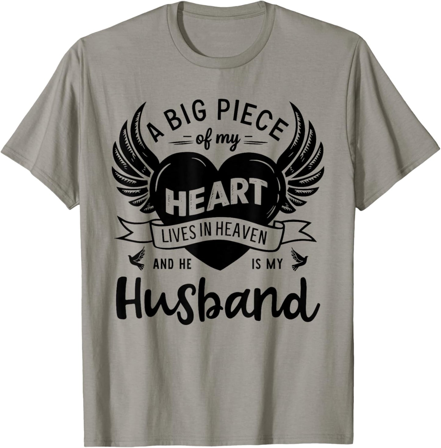 My Heart Lives In Heaven He Is My Husband Guardian Angel T-Shirt - T-Shirt | Sand