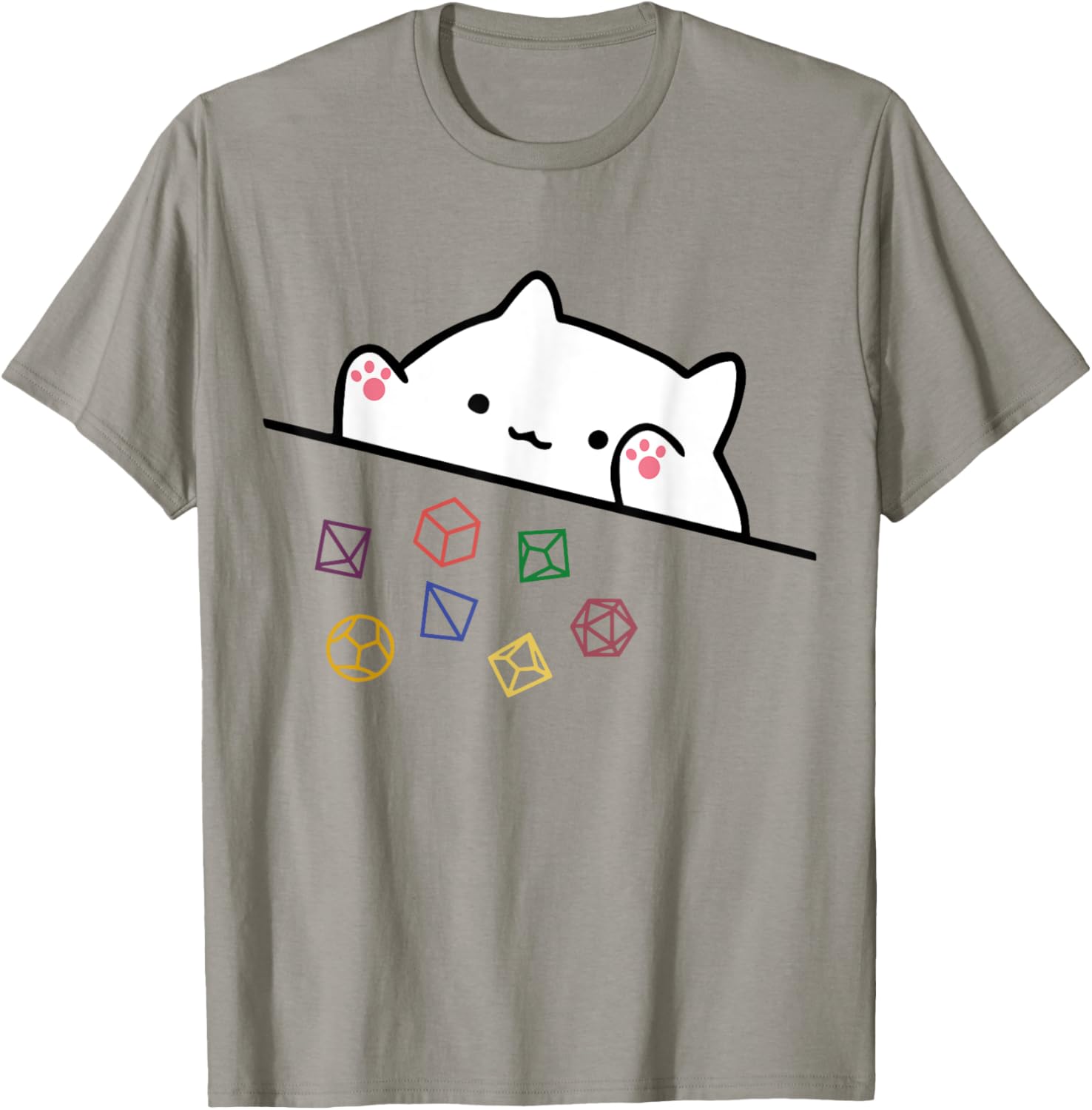 funny Cat Throwing Dice , Small, Grey T-Shirt - T-Shirt | Sand