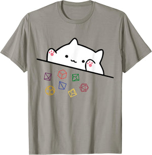 funny Cat Throwing Dice , Small, Grey T-Shirt - T-Shirt | Sand