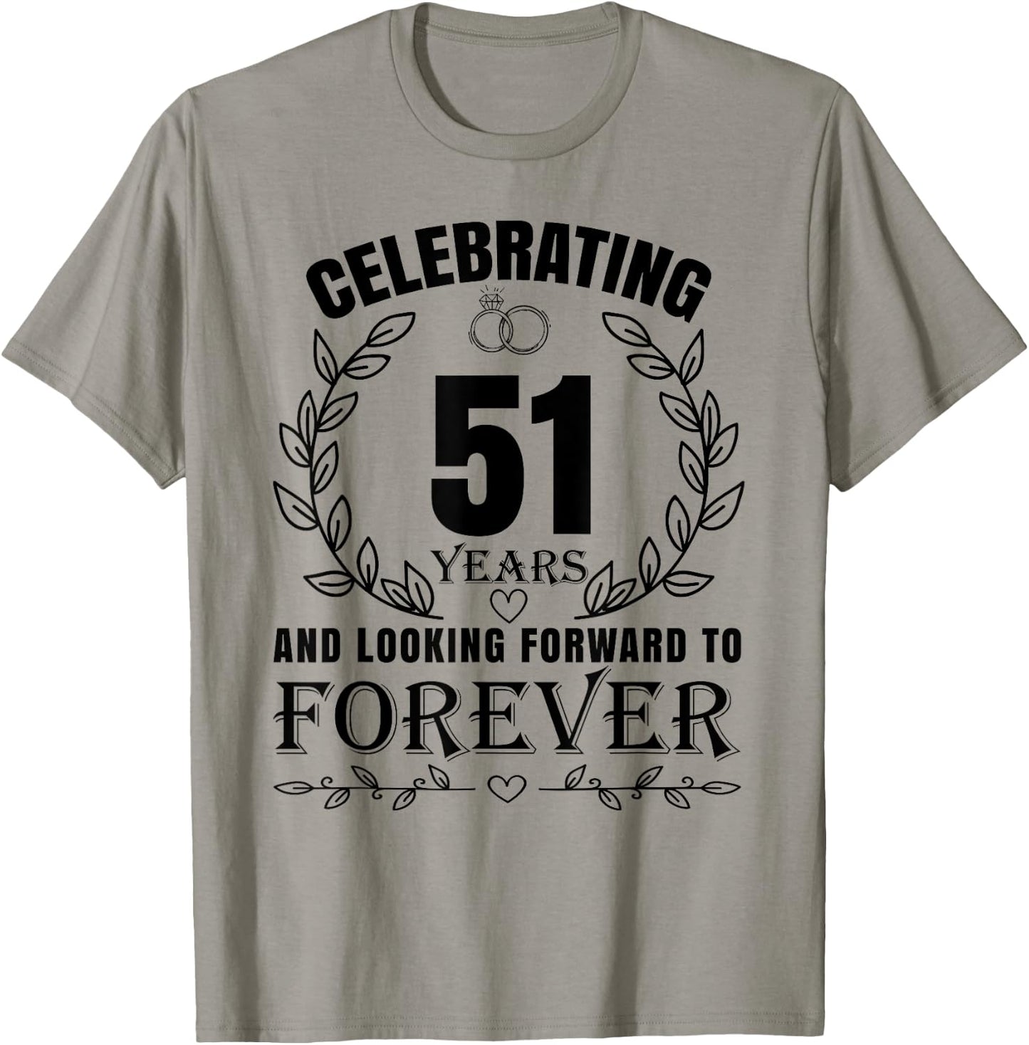Cute 51st Wedding Anniversary for Couples Married 51 year T-Shirt - T-Shirt | Sand