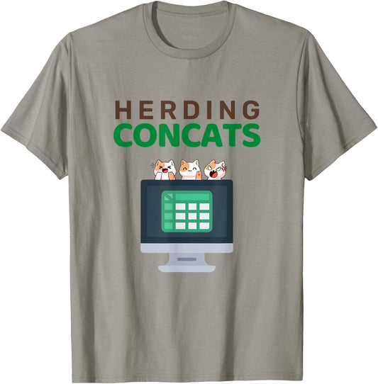 Concat Excel Formula Joke Spreadsheet Design Men Women T-Shirt - T-Shirt | Sand