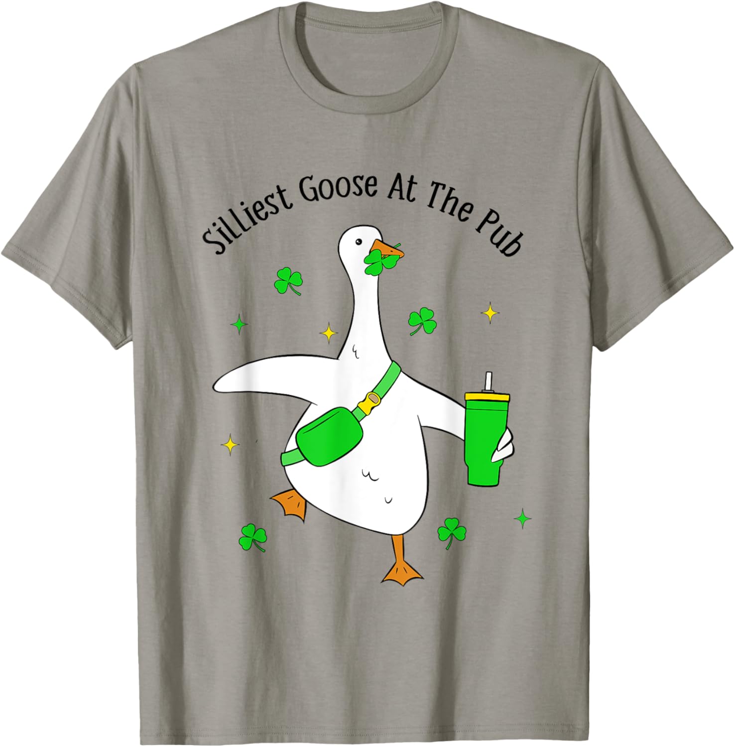 Funny Silliest Goose At The Pub Animal Goose St Patricks Day T-Shirt - T-Shirt | Sand