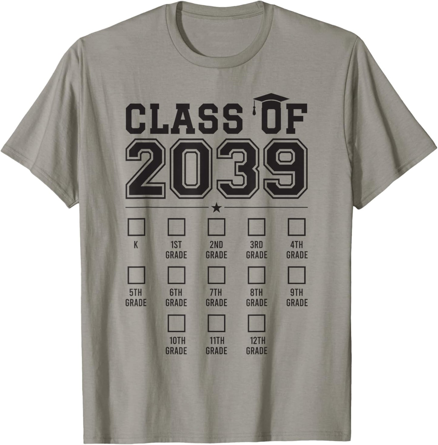 Class of 2039 Grow With Me First Day of School Check Mark T-Shirt - T-Shirt | Sand