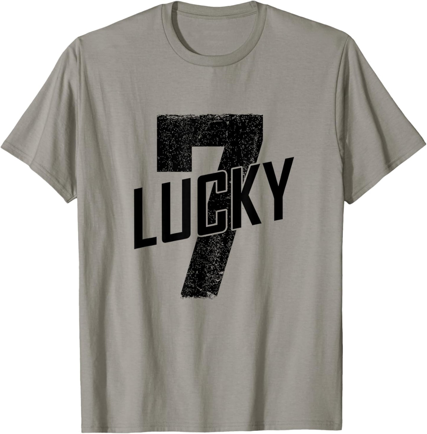 Lucky Seven Distressed In Black Lucky Number 7 T-Shirt - T-Shirt | Sand