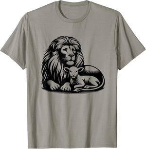 Lion and Lamb Black Design Christian Men Women T-Shirt - T-Shirt | Sand