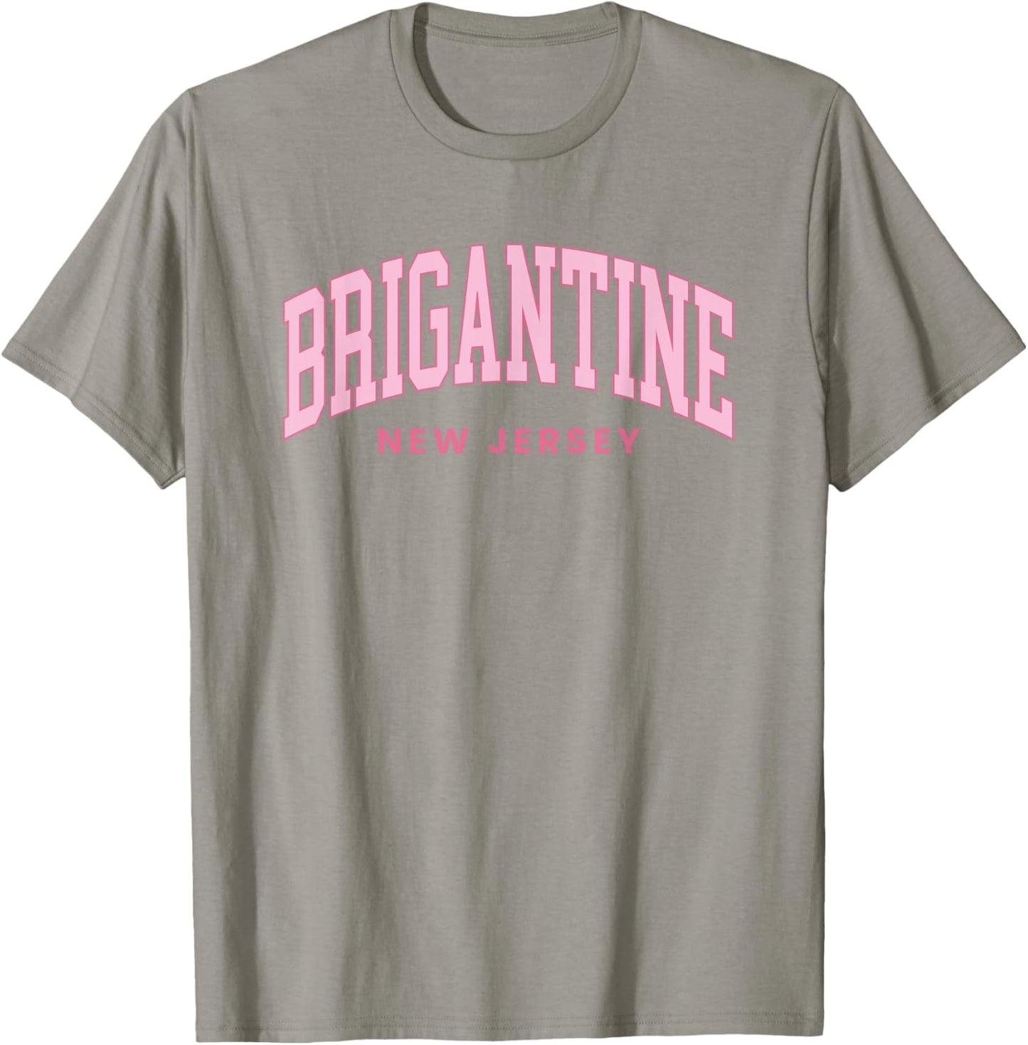 Brigantine New Jersey Retro Preppy Throwback Pink T-Shirt - T-Shirt | Sand