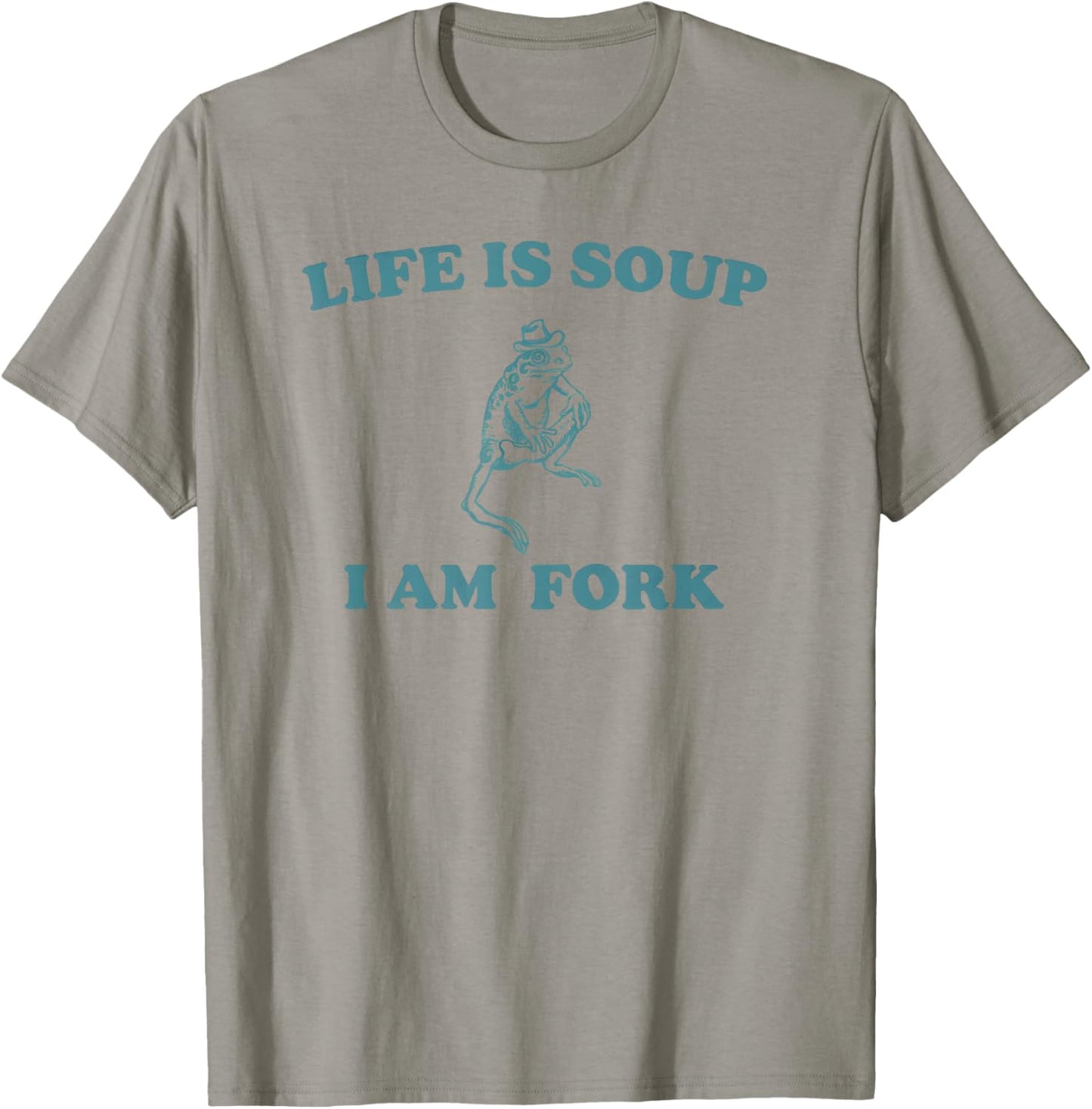 Life Is Soup I Am Fork Frog Funny Retro Meme Vintage T-Shirt - T-Shirt | Sand