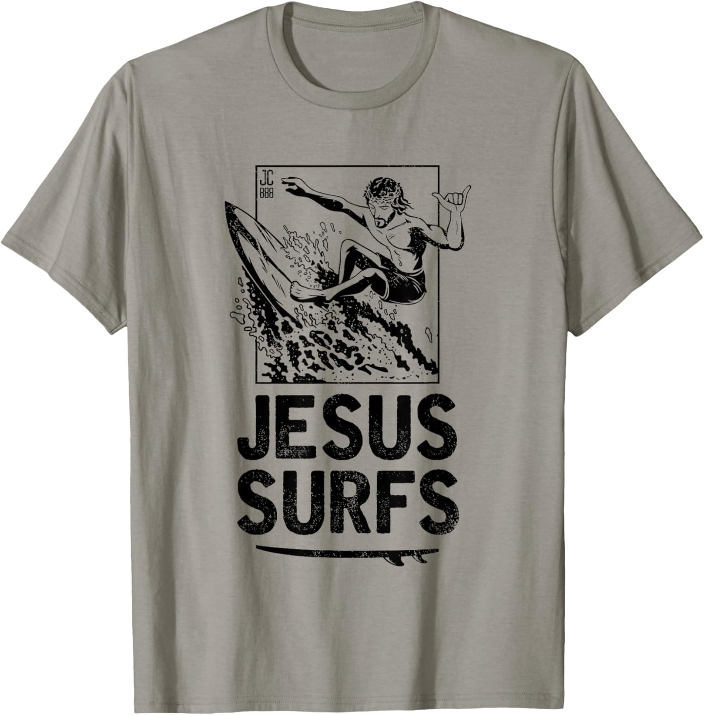 Jesus Surfs Funny Jesus Christian Surfer T-Shirt - T-Shirt | Sand