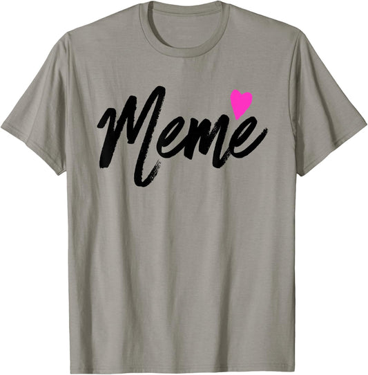Meme with Pink Heart Grandmother Gift T-Shirt - T-Shirt | Sand