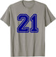 Number #21 Sport Blue Varsity Number 21 T-Shirt - T-Shirt | Sand