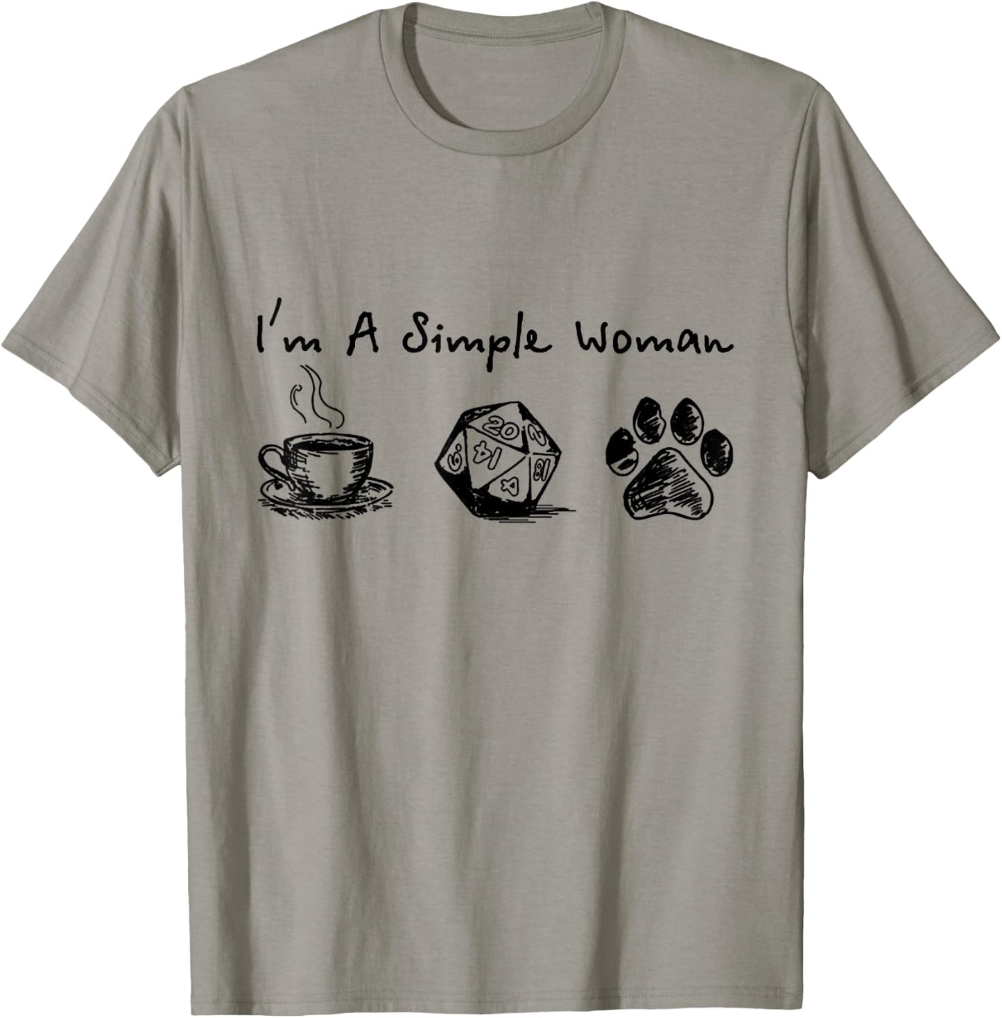 I'm A Simple Woman Coffee Dungeon And Dog Paw T-Shirt - T-Shirt | Sand