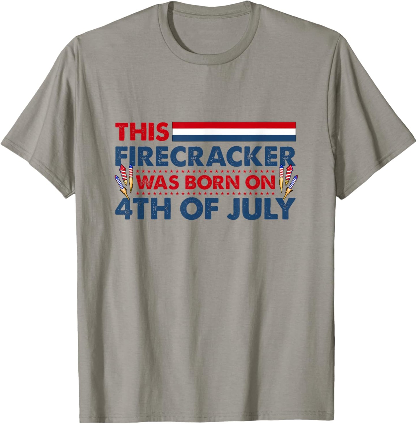 This Firecracker Was Born on 4th of July Patriotic Birthday Kids Men T-Shirt - T-Shirt | Sand