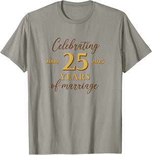 Funny 25 Years of Marriage 2000 25th Wedding Anniversary T-Shirt - T-Shirt | Sand