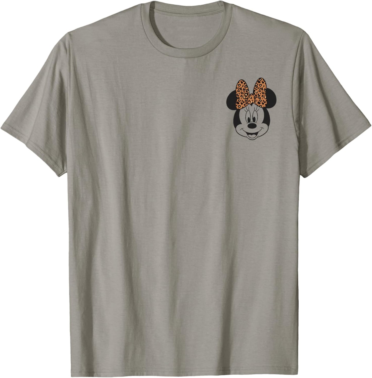 Disney Minnie Mouse Leppard Print Bow Minnie Pocket Logo T-Shirt - T-Shirt | Sand