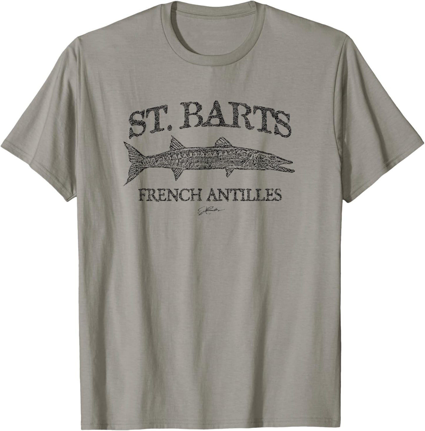 JCombs: St. Barts, French Antilles, Barracuda (Distressed) T-Shirt - T-Shirt | Sand