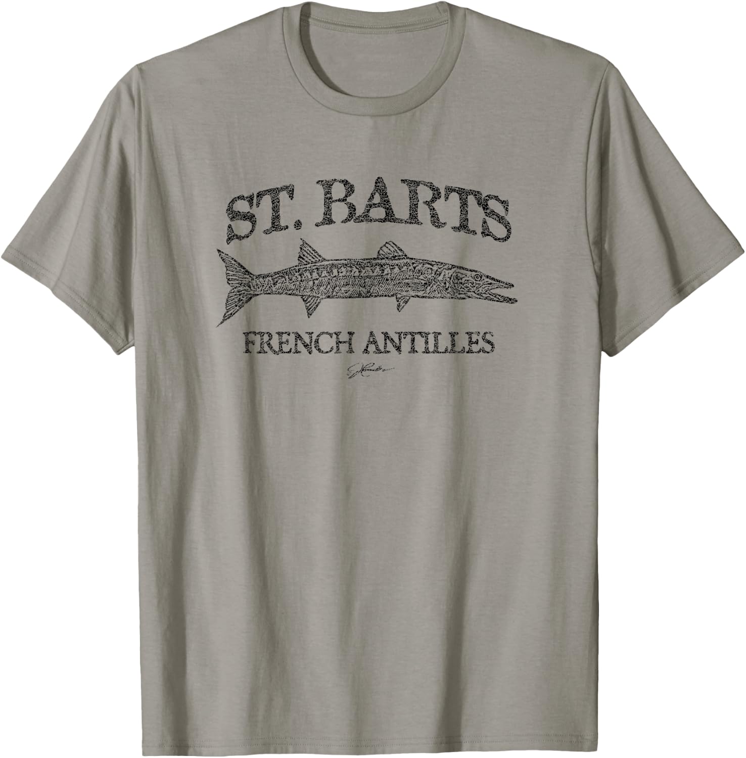 JCombs: St. Barts, French Antilles, Barracuda (Distressed) T-Shirt - T-Shirt | Sand