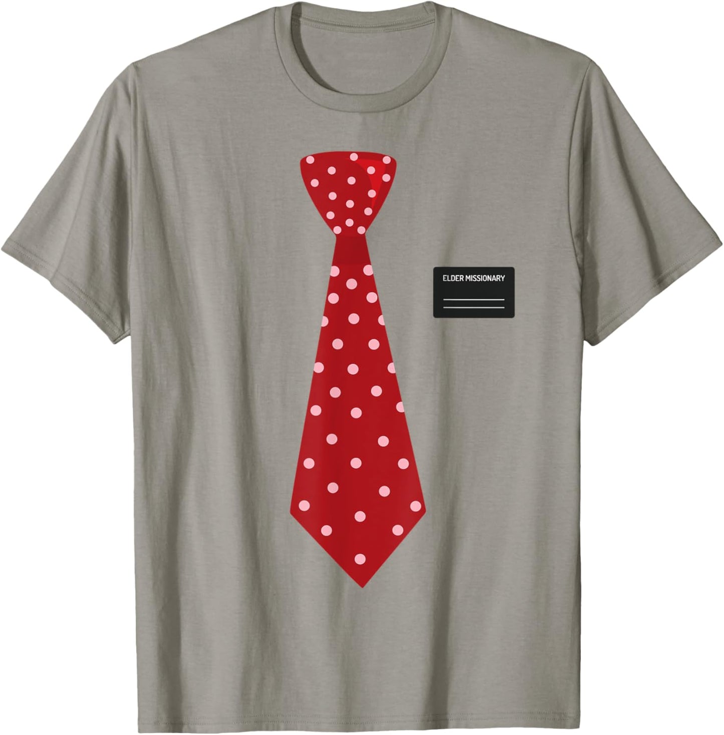 Funny Mormon Missionary Costume, LDS Elder Tie & Name Tag T-Shirt - T-Shirt | Sand