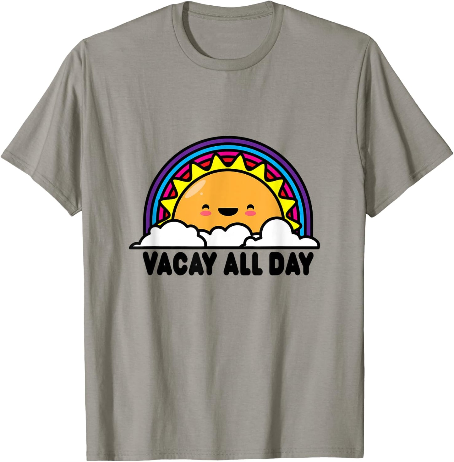 Vacay All Day Vacation Shirts Sun Rainbow T-Shirt - T-Shirt | Sand