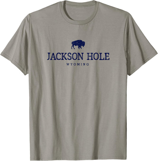 Retro Jackson Hole Wyoming Bison Buffalo Vintage T-Shirt - T-Shirt | Sand
