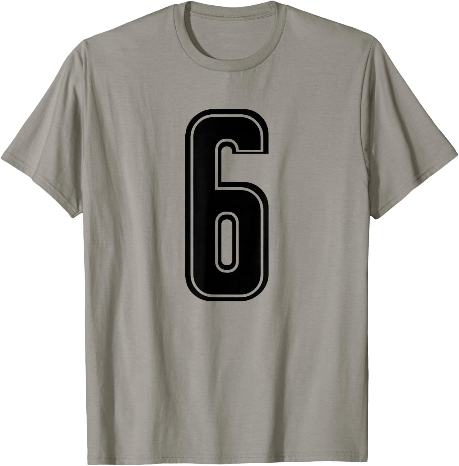 Black Sports Team Number #6 T-Shirt - T-Shirt | Sand
