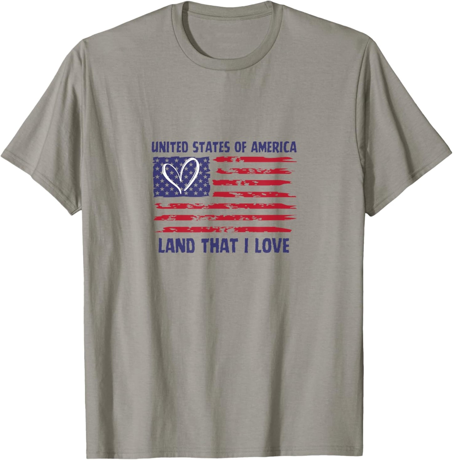 Land That I Love Red White Blue America USA Heart Flag T-Shirt - T-Shirt | Sand