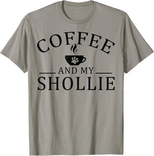 Shollie Dog And Coffee Men Women T-Shirt - T-Shirt | Sand