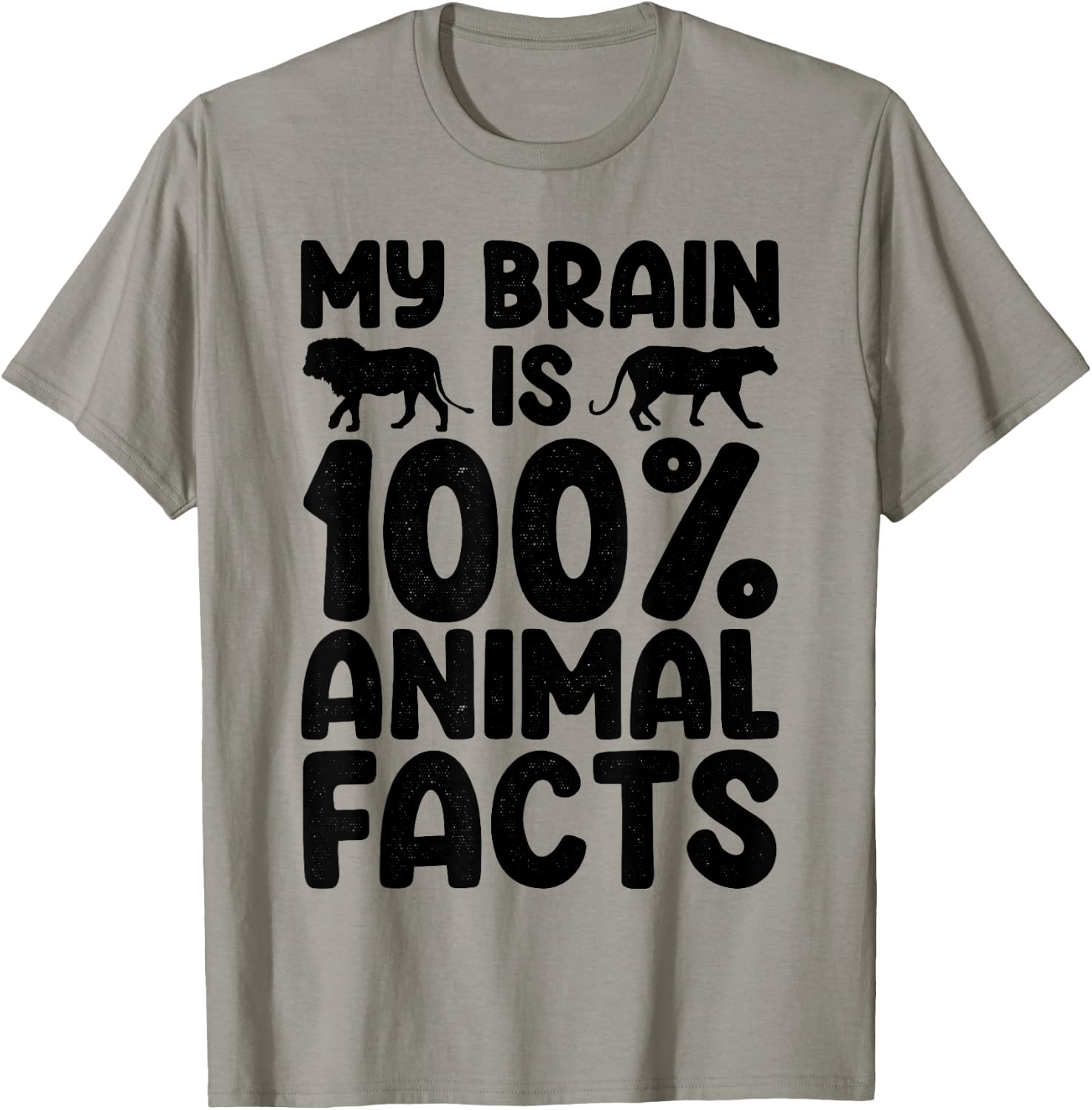 My Brain Is 100% Animal Facts Animal Lover Animal Keeper T-Shirt - T-Shirt | Sand