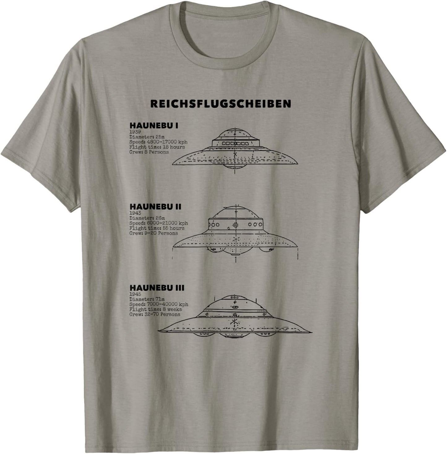 Vintage German WW2 UFO Top Secret Area 51 Alien UAP Graphic T-Shirt - T-Shirt | Sand