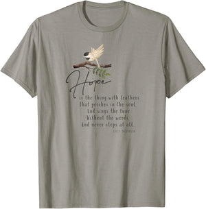 Emily Dickinson Hope is The Thing With Feathers Bird Poetry T-Shirt - T-Shirt | Sand