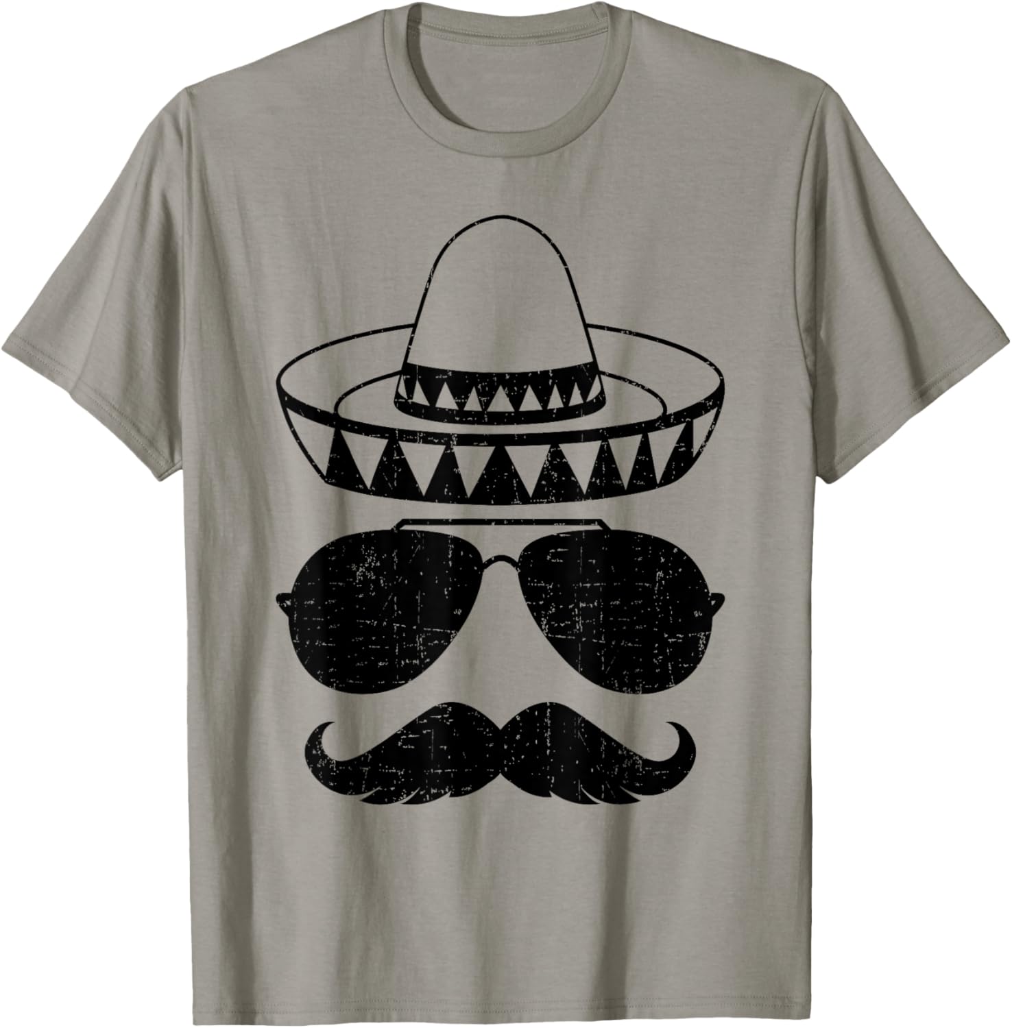 Funny sombrero face with mustache for mexican Cinco de Mayo T-Shirt - T-Shirt | Sand