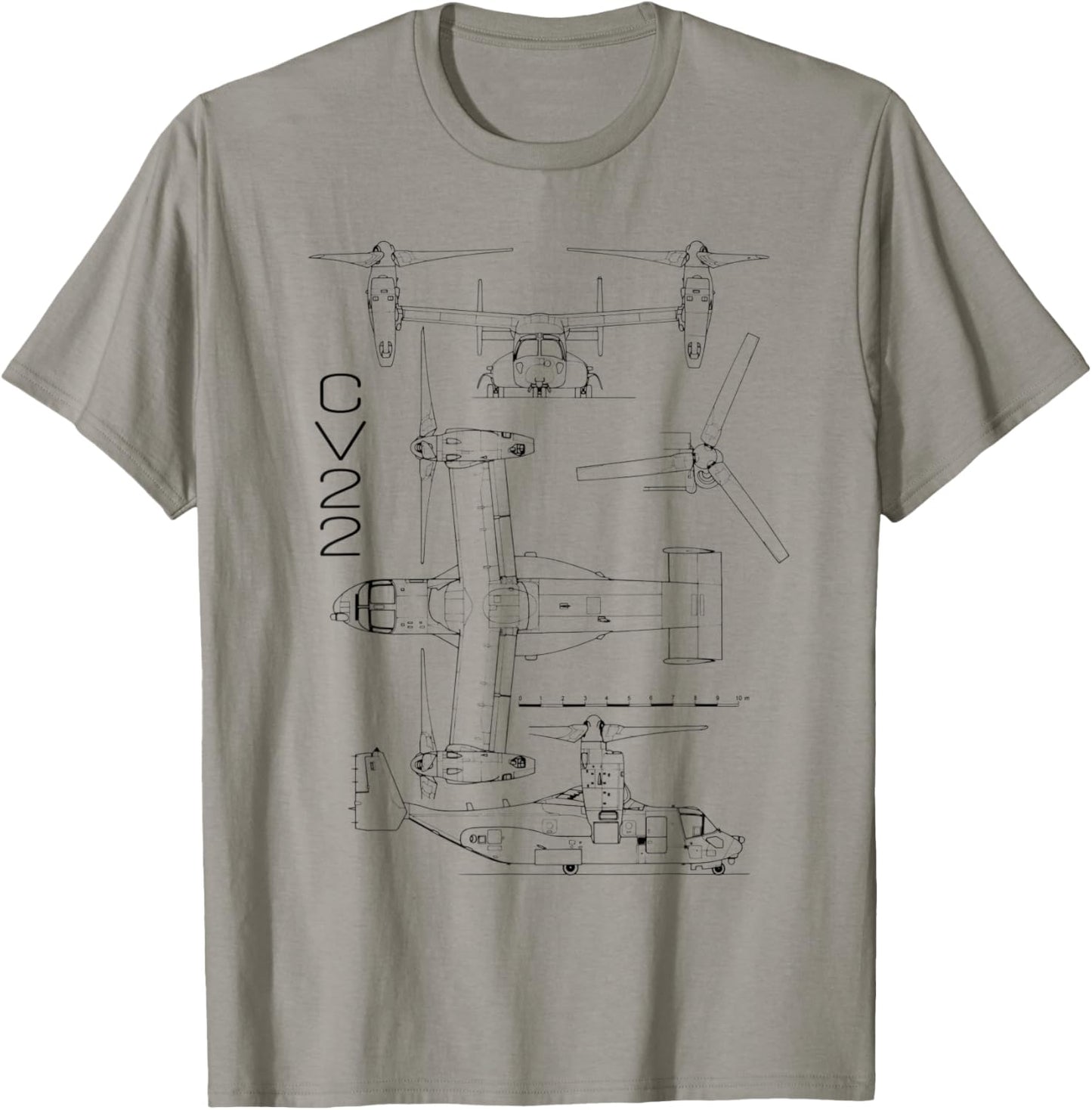 V-22 Osprey Aircraft US Military Helicopter Specification T-Shirt - T-Shirt | Sand