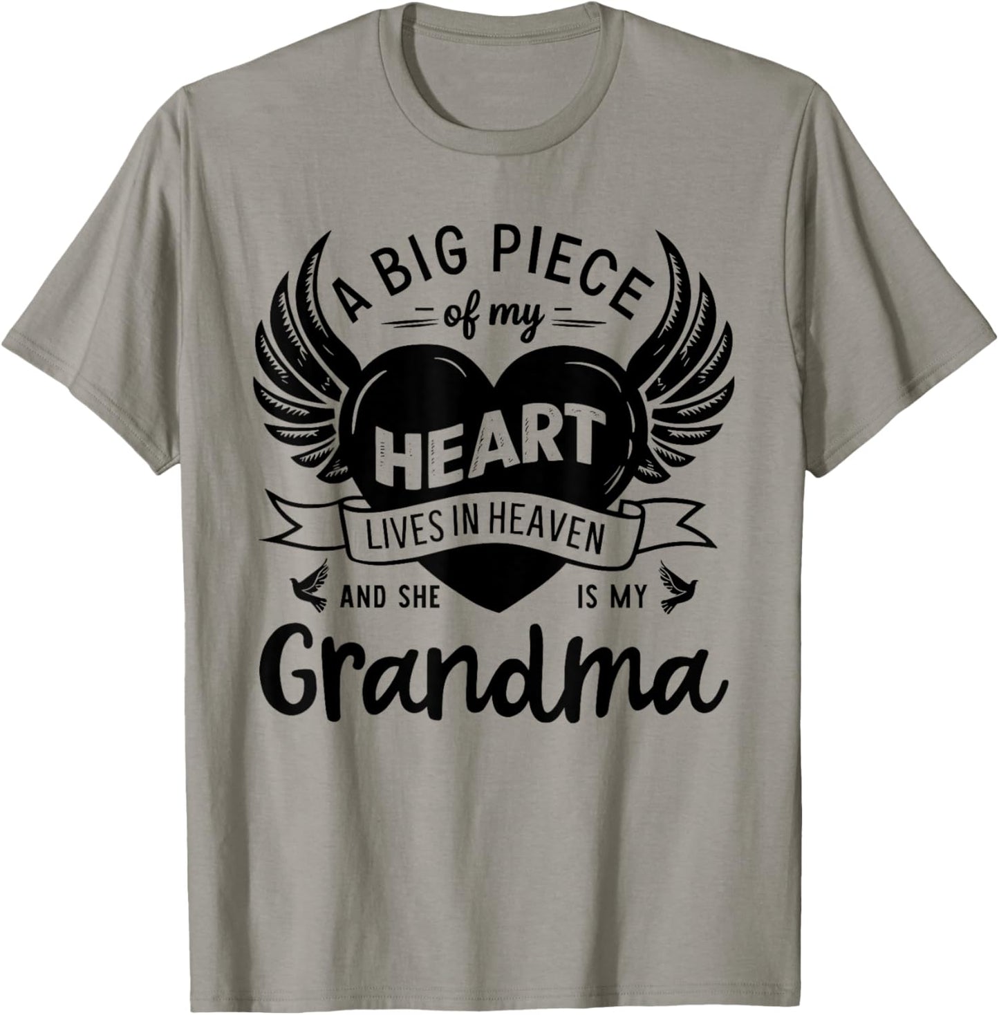 My Heart Lives In Heaven She Is My Grandma Guardian Angel T-Shirt - T-Shirt | Sand