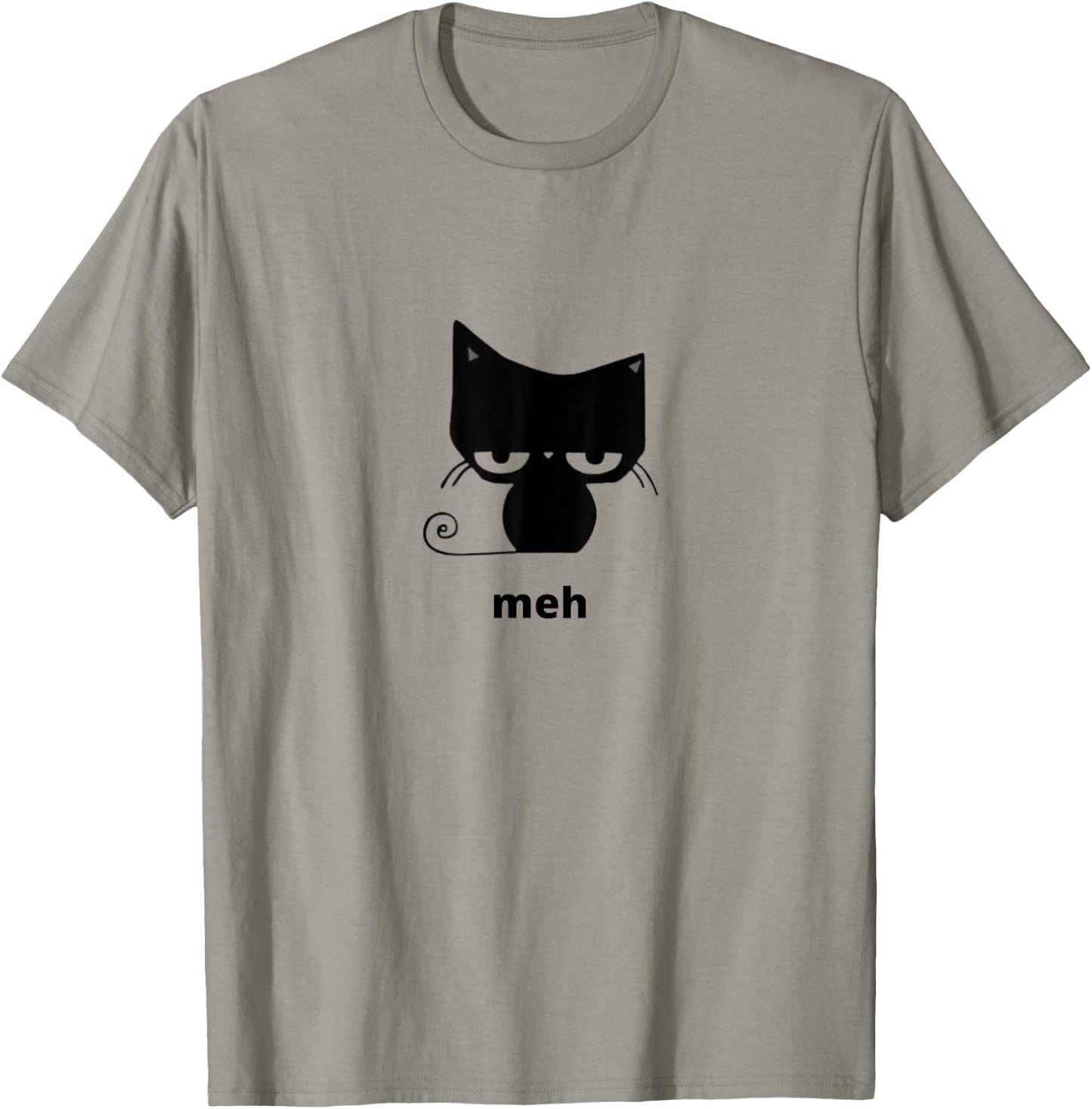 Meh Black Cat Funny T-Shirt - T-Shirt | Sand
