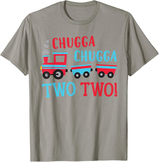 Chugga Chugga Two Two 2nd Birthday Boy Train Toys Theme T-Shirt - T-Shirt | Sand