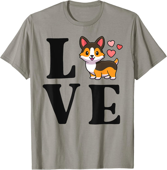 I Love My Corgi Tricolor Corgi Shirt Women Gift Dog Mama T-Shirt - T-Shirt | Sand