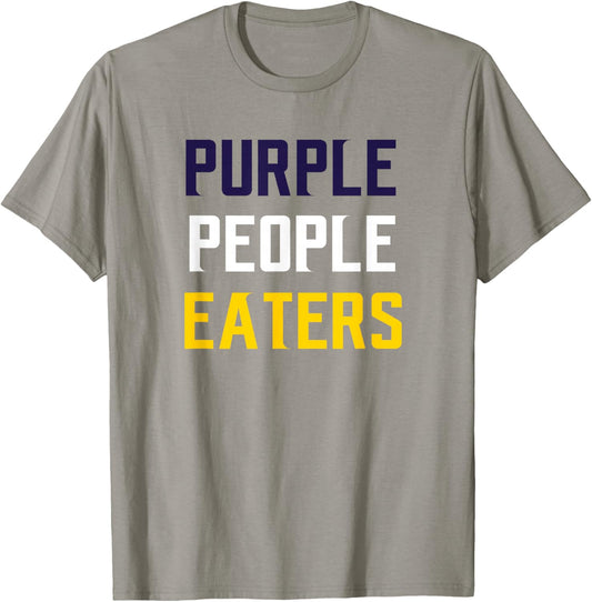 Casual Biscuits Purple People Eaters Football , Grey, Small, Short Sleeve, , Classic Fit, Polyester 100%, Letter Print, Sports Fans, Casual Wear Lovers, -Adults T-Shirt - T-Shirt | Sand